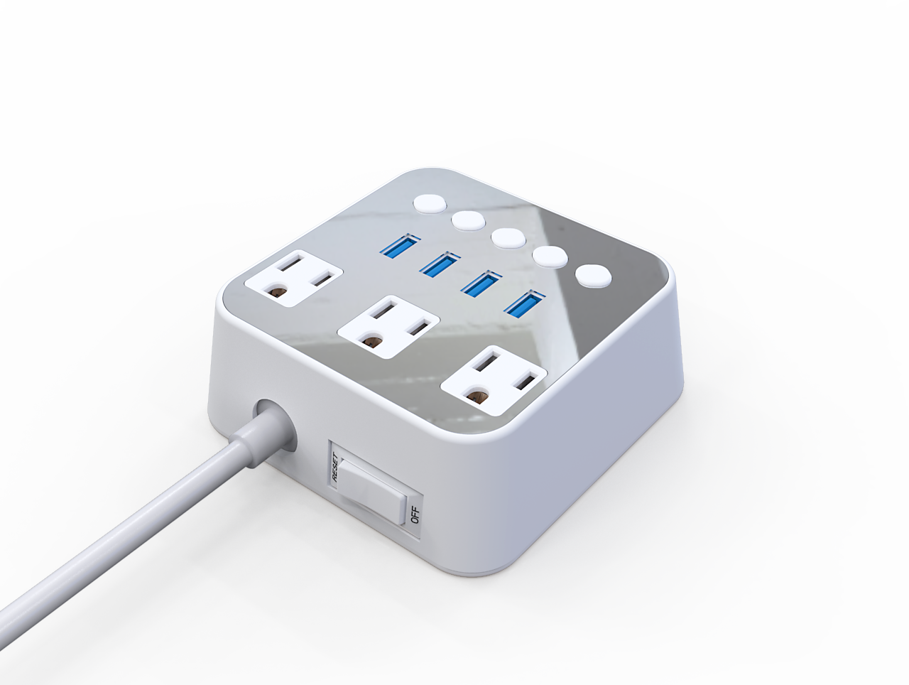 3Outlet US Surge Protector LCD Display Alarm Clock Power Strip with 4